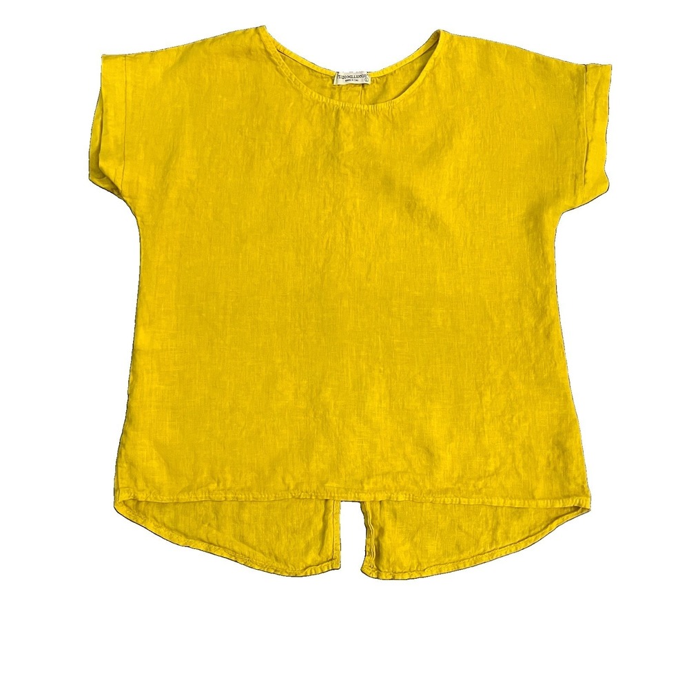 Terzo Millennio 100% Linen Top Large Lagenlook Mustard Tunic Made In Italy